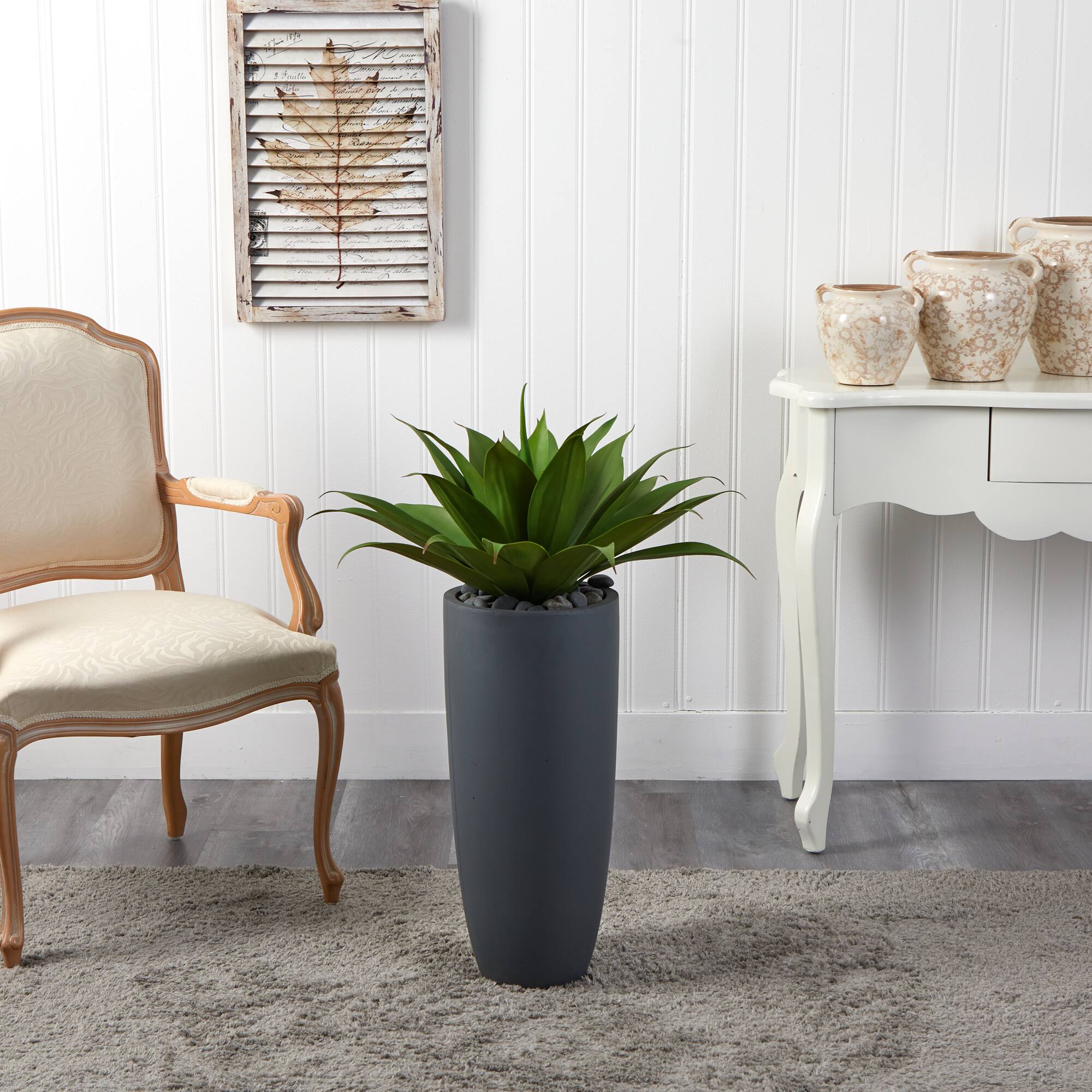 3ft. Agave Plant in Gray Cylinder Planter